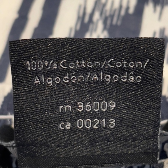 Calvin Klein Maxi Dress Sleeveless Tiered Skirt Navy White Ikat Print Bow Back M - Picture 9 of 9